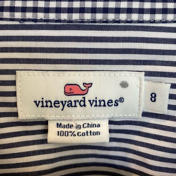 Vineyard Vines Striped Ruffle Long Sleeve Button Down 100% Cotton Women's 8 - Picture 5 of 6